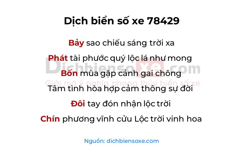 Dịch thơ biển số 78429