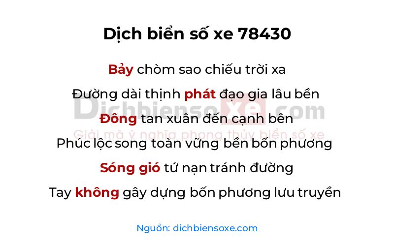 Dịch thơ biển số 78430
