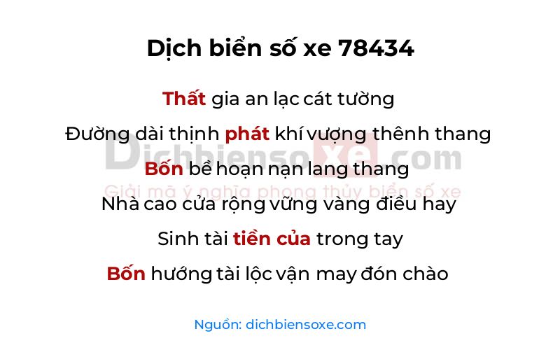 Dịch thơ biển số 78434