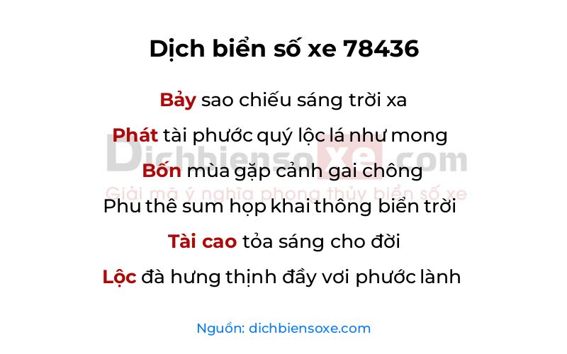 Dịch thơ biển số 78436
