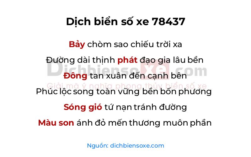 Dịch thơ biển số 78437