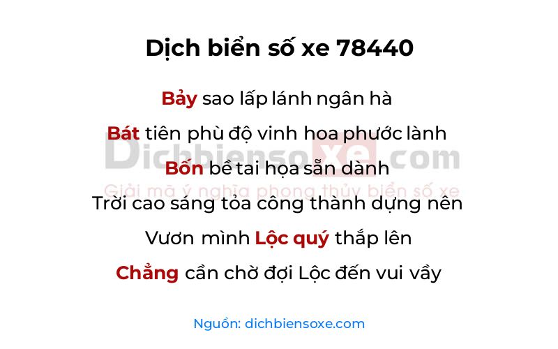 Dịch thơ biển số 78440
