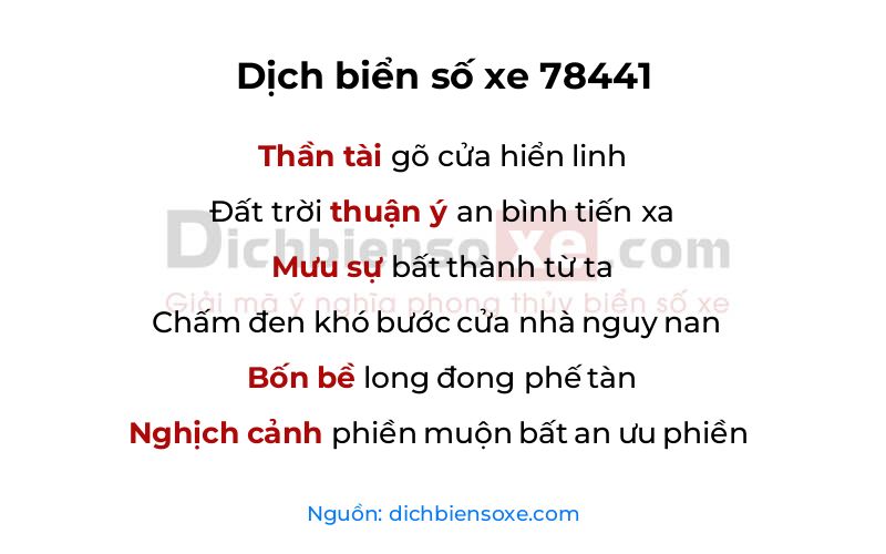 Dịch thơ biển số 78441