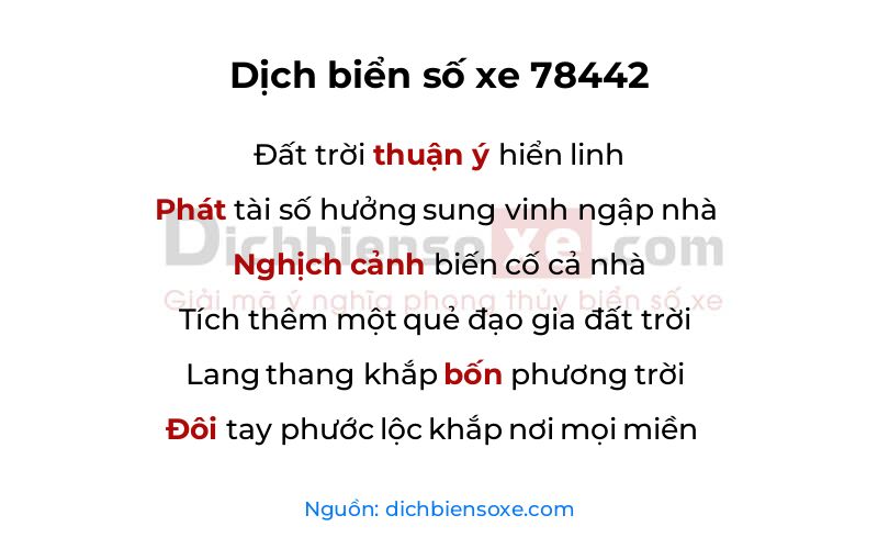Dịch thơ biển số 78442