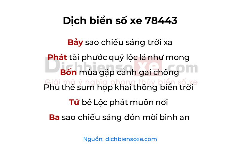 Dịch thơ biển số 78443