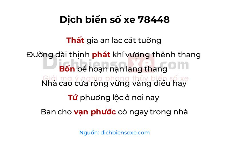 Dịch thơ biển số 78448