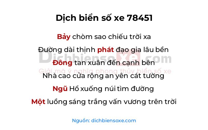 Dịch thơ biển số 78451