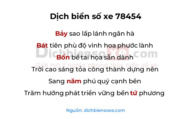 Dịch thơ biển số 78454