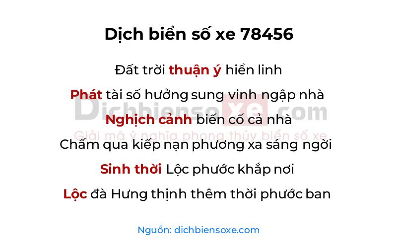 Dịch thơ biển số 78456