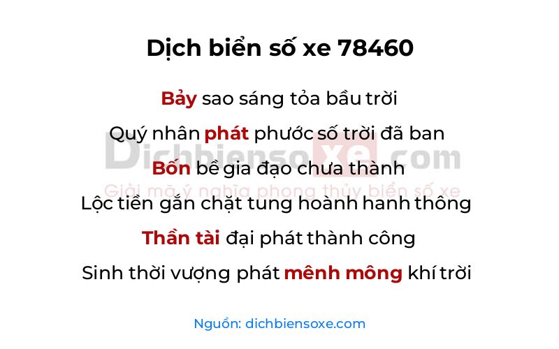 Dịch thơ biển số 78460