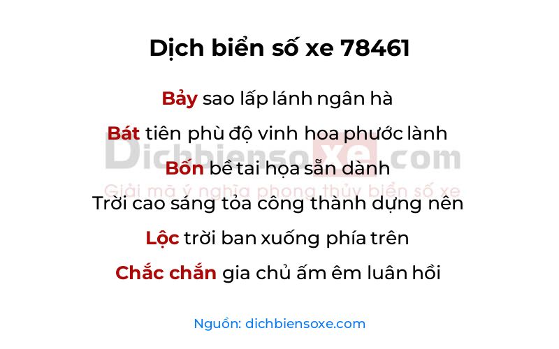 Dịch thơ biển số 78461