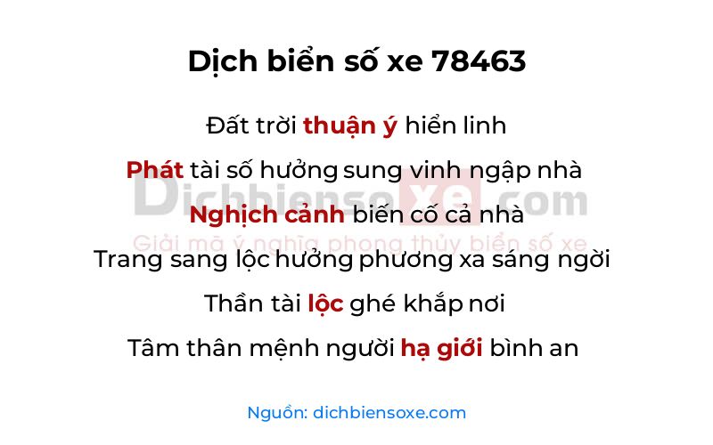 Dịch thơ biển số 78463