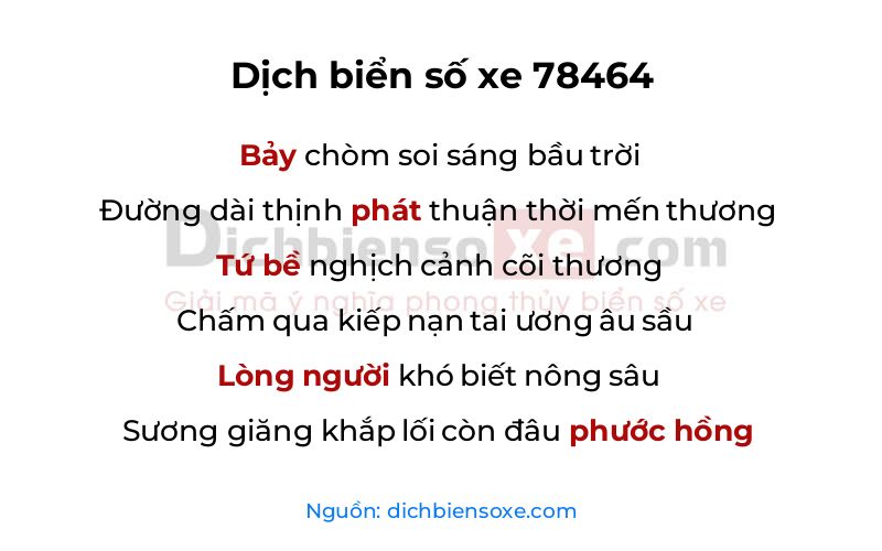 Dịch thơ biển số 78464