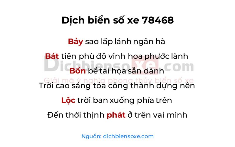 Dịch thơ biển số 78468