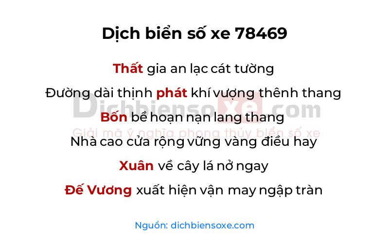 Dịch thơ biển số 78469