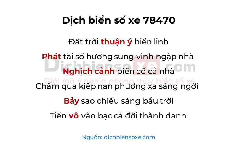 Dịch thơ biển số 78470