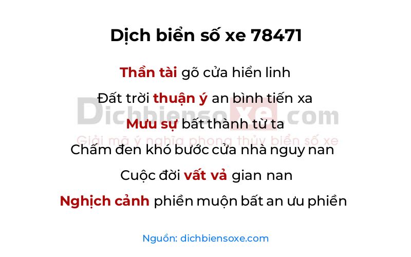 Dịch thơ biển số 78471