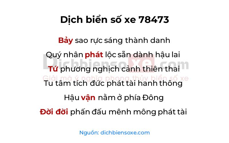 Dịch thơ biển số 78473