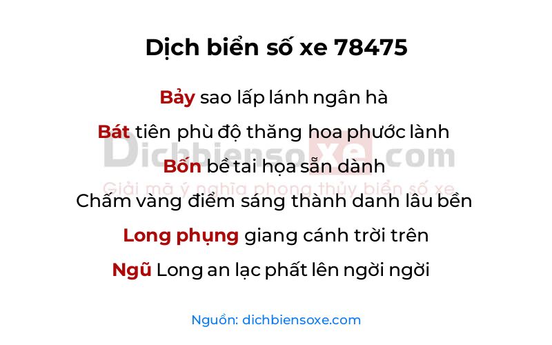 Dịch thơ biển số 78475