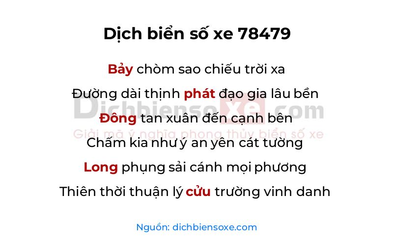 Dịch thơ biển số 78479