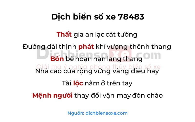 Dịch thơ biển số 78483