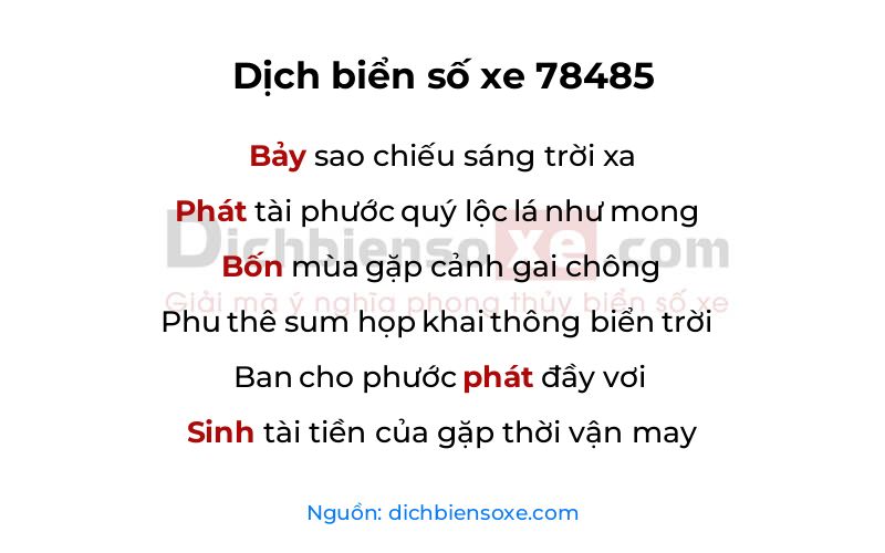 Dịch thơ biển số 78485