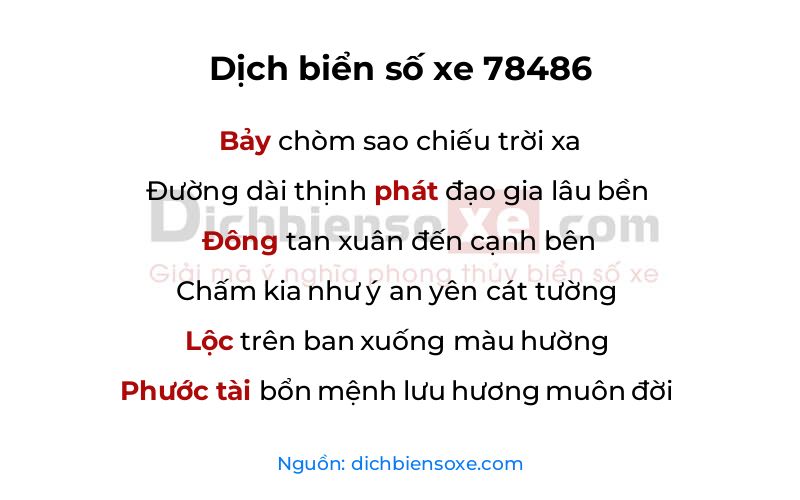 Dịch thơ biển số 78486