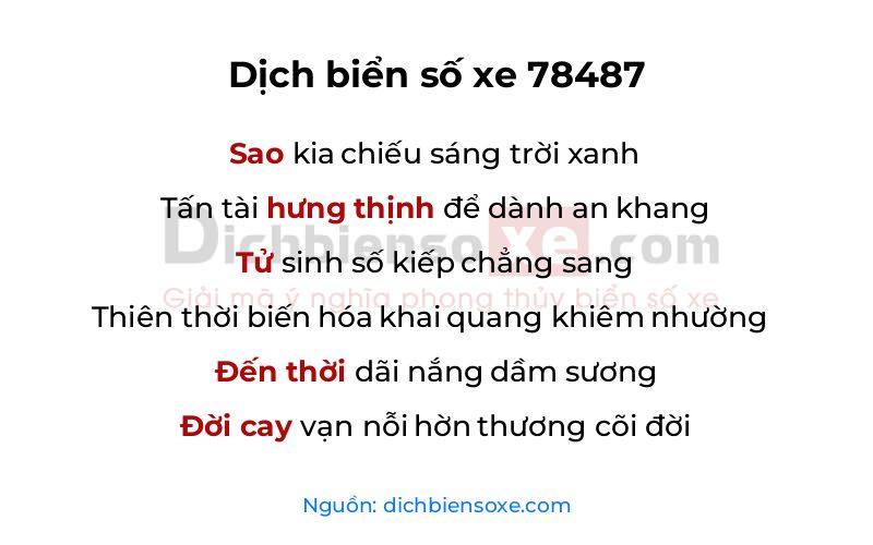 Dịch thơ biển số 78487