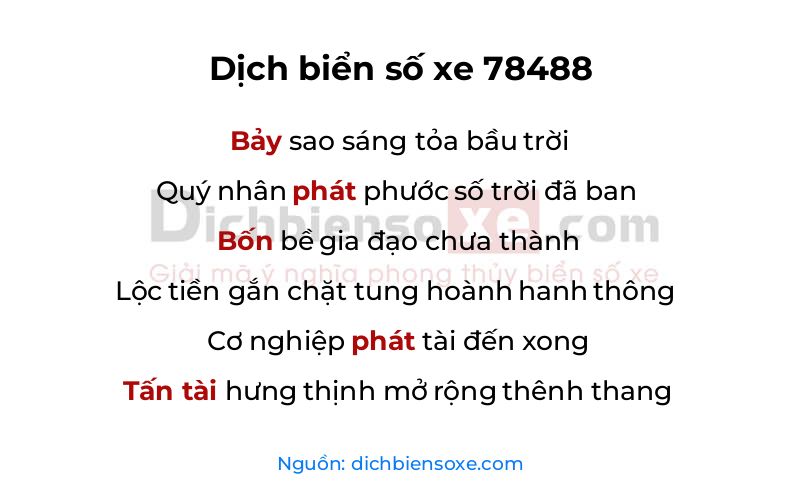 Dịch thơ biển số 78488