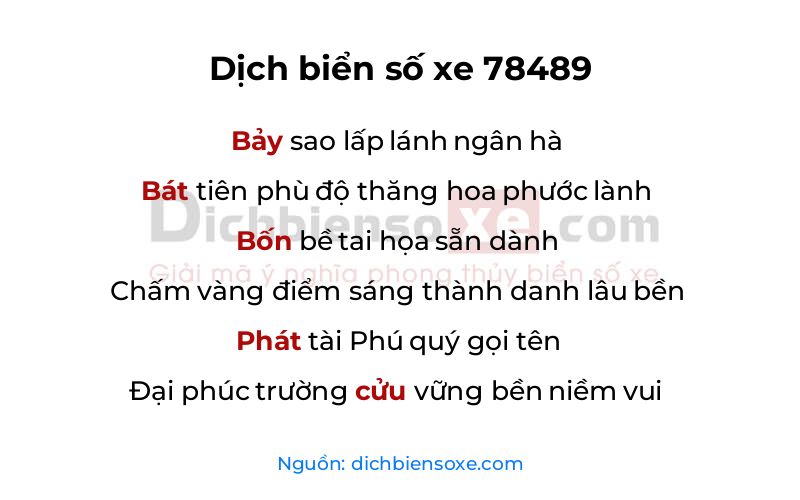 Dịch thơ biển số 78489
