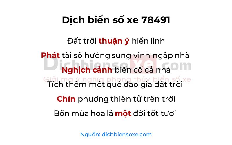 Dịch thơ biển số 78491