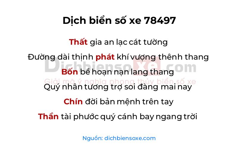 Dịch thơ biển số 78497