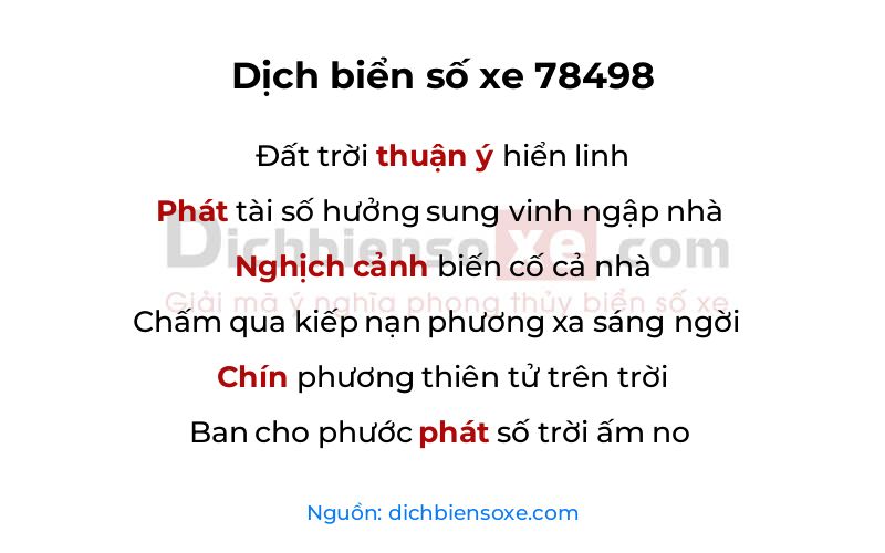 Dịch thơ biển số 78498
