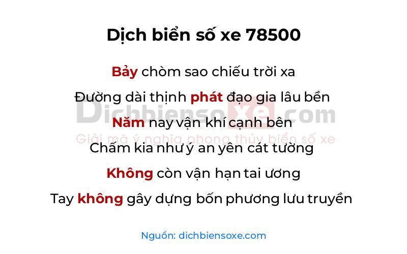 Dịch thơ biển số 78500