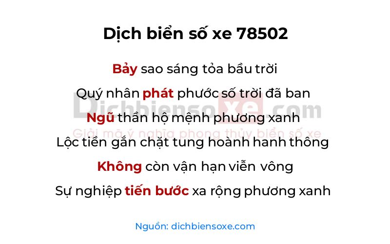 Dịch thơ biển số 78502