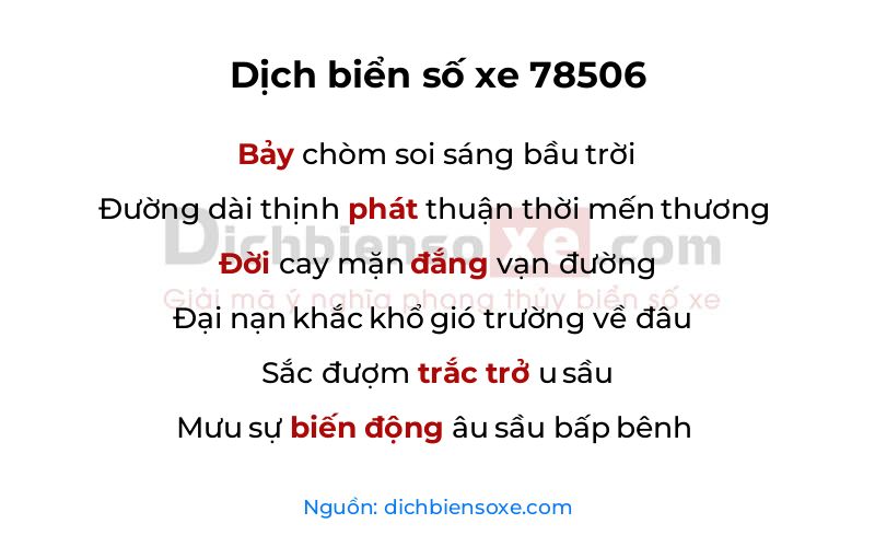 Dịch thơ biển số 78506
