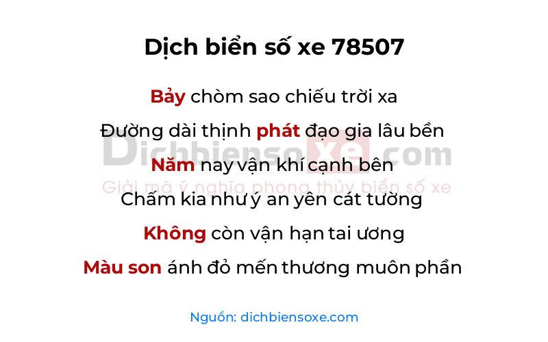 Dịch thơ biển số 78507