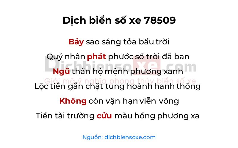 Dịch thơ biển số 78509