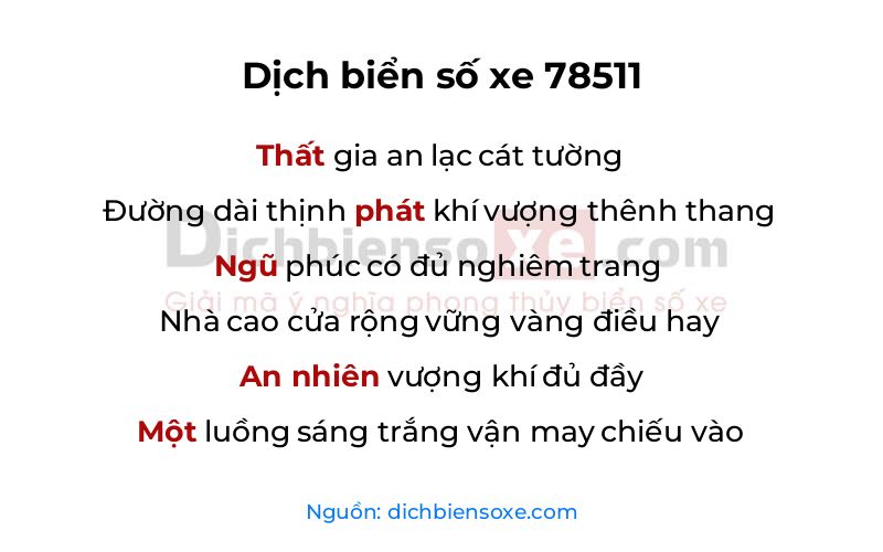 Dịch thơ biển số 78511