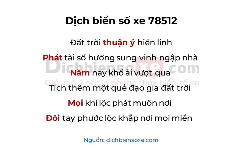 Dịch thơ biển số 78512