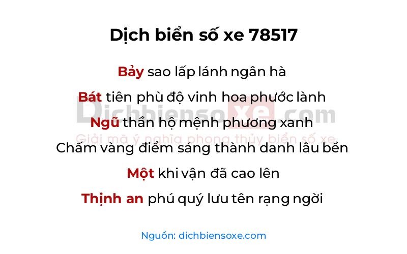Dịch thơ biển số 78517