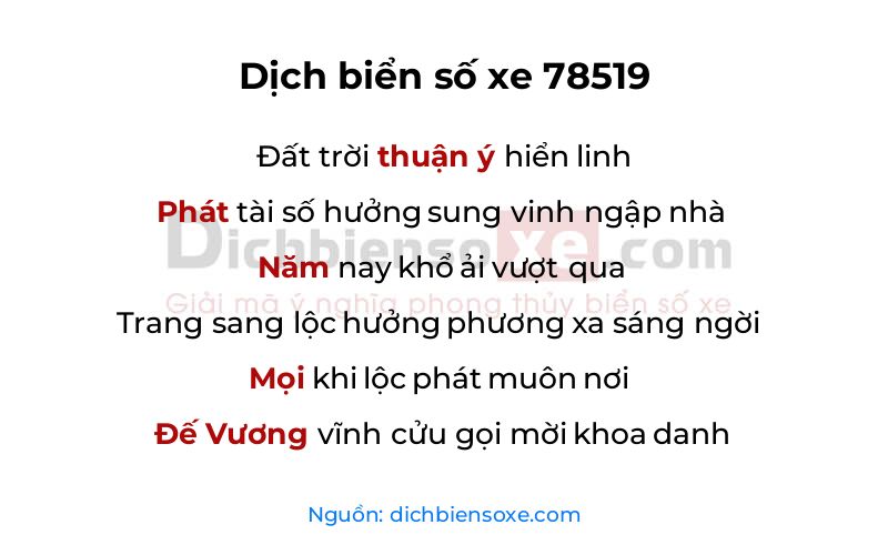 Dịch thơ biển số 78519