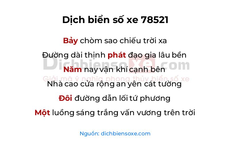 Dịch thơ biển số 78521