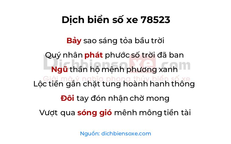 Dịch thơ biển số 78523