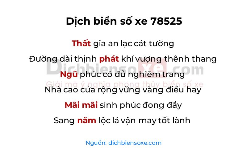 Dịch thơ biển số 78525