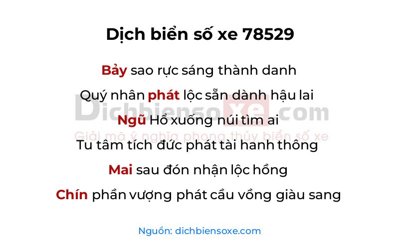 Dịch thơ biển số 78529