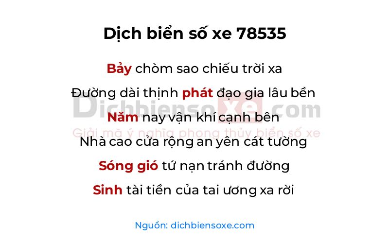 Dịch thơ biển số 78535