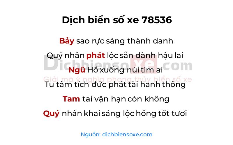 Dịch thơ biển số 78536