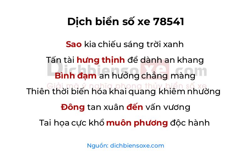 Dịch thơ biển số 78541