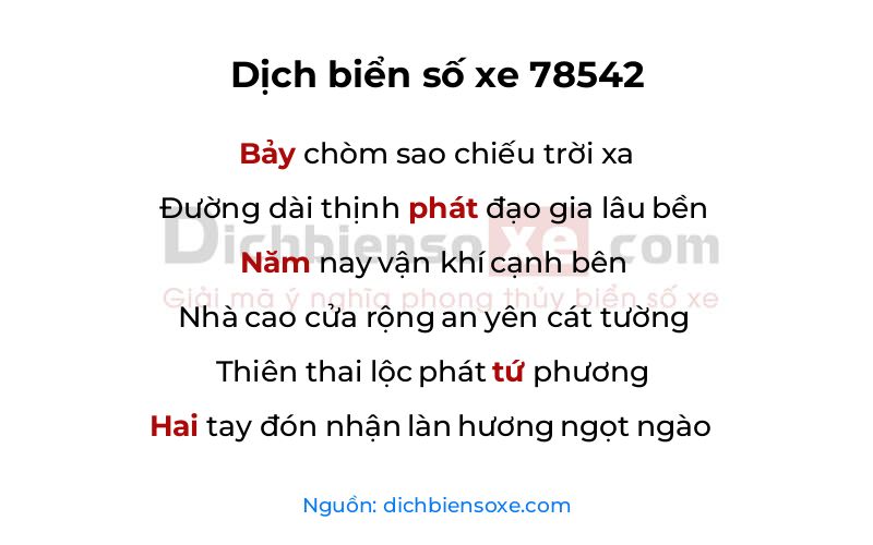 Dịch thơ biển số 78542